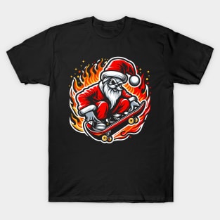 santa skateboard flames t-shirt T-Shirt